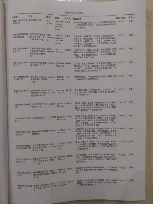 中國(guó)印刷企業(yè)黃頁(yè)可開(kāi)展精準(zhǔn)營(yíng)銷(xiāo)，電話營(yíng)銷(xiāo)、郵件營(yíng)銷(xiāo)、傳真營(yíng)銷(xiāo)等等多管齊下，圓您銷(xiāo)售冠軍夢(mèng)