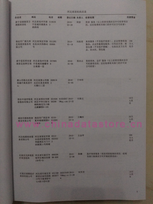 河北美容院企業(yè)黃頁收錄了最新的河北美容院企業(yè)名單，具有極高的營銷價值，實實在在提高銷售業(yè)績