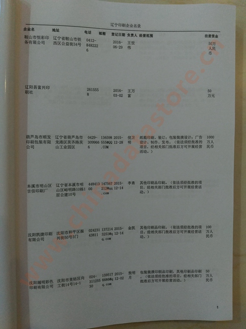 遼寧印刷企業(yè)黃頁收錄了最新的遼寧印刷企業(yè)名單，具有極高的營銷價(jià)值，實(shí)實(shí)在在提高銷售業(yè)績