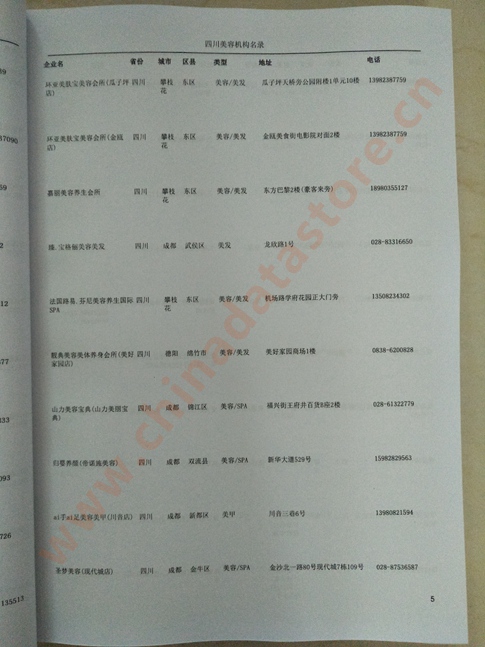 四川美容機(jī)構(gòu)企業(yè)黃頁收錄了最新的四川美容機(jī)構(gòu)企業(yè)名單，具有極高的營銷價(jià)值，實(shí)實(shí)在在提高銷售業(yè)績